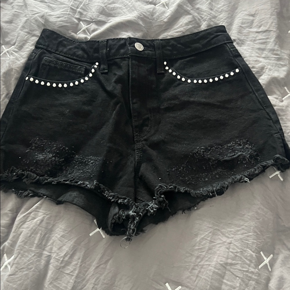 Forever 21 Black Distressed Jean Shorts